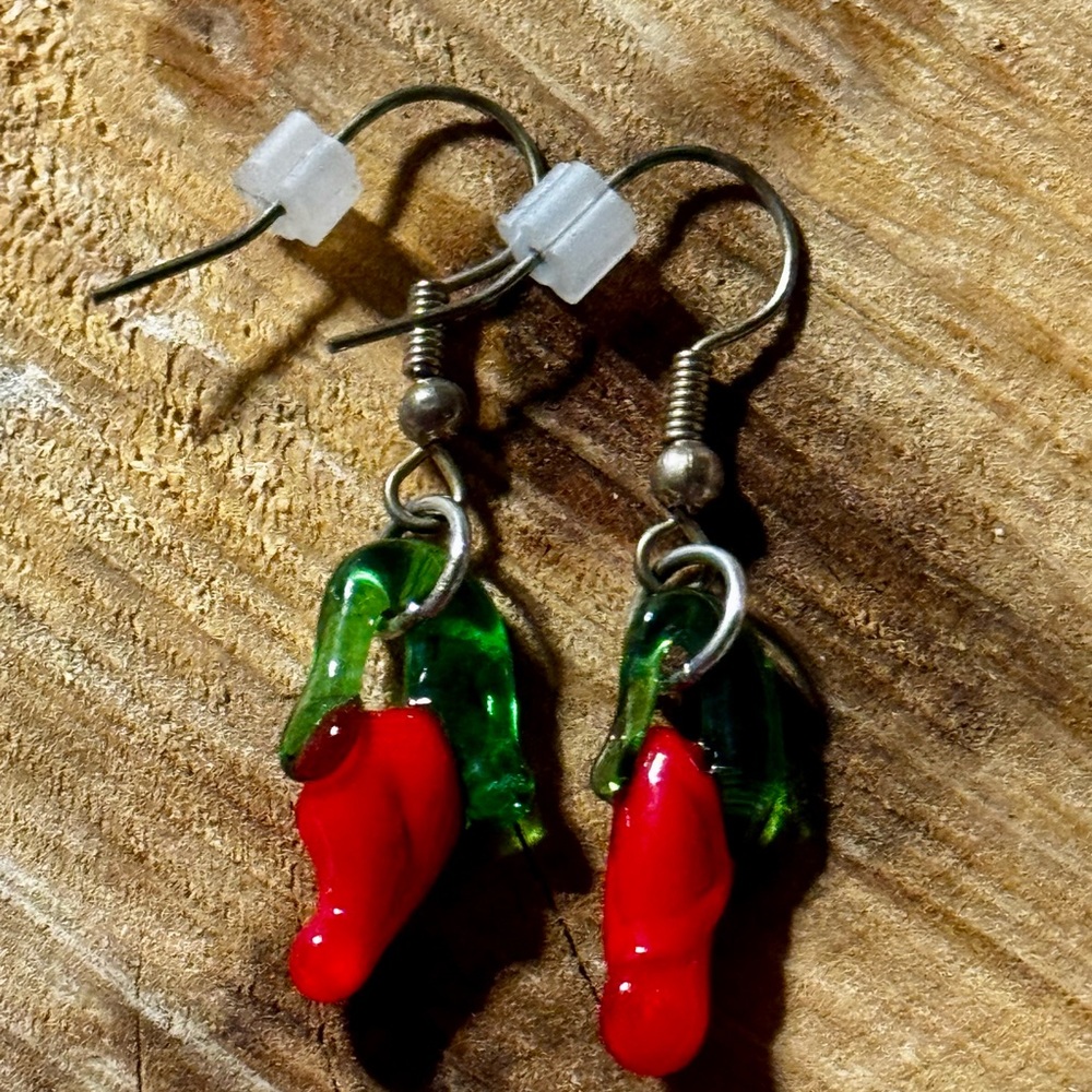 Spicy Red and Green Pepper‎ Earrings